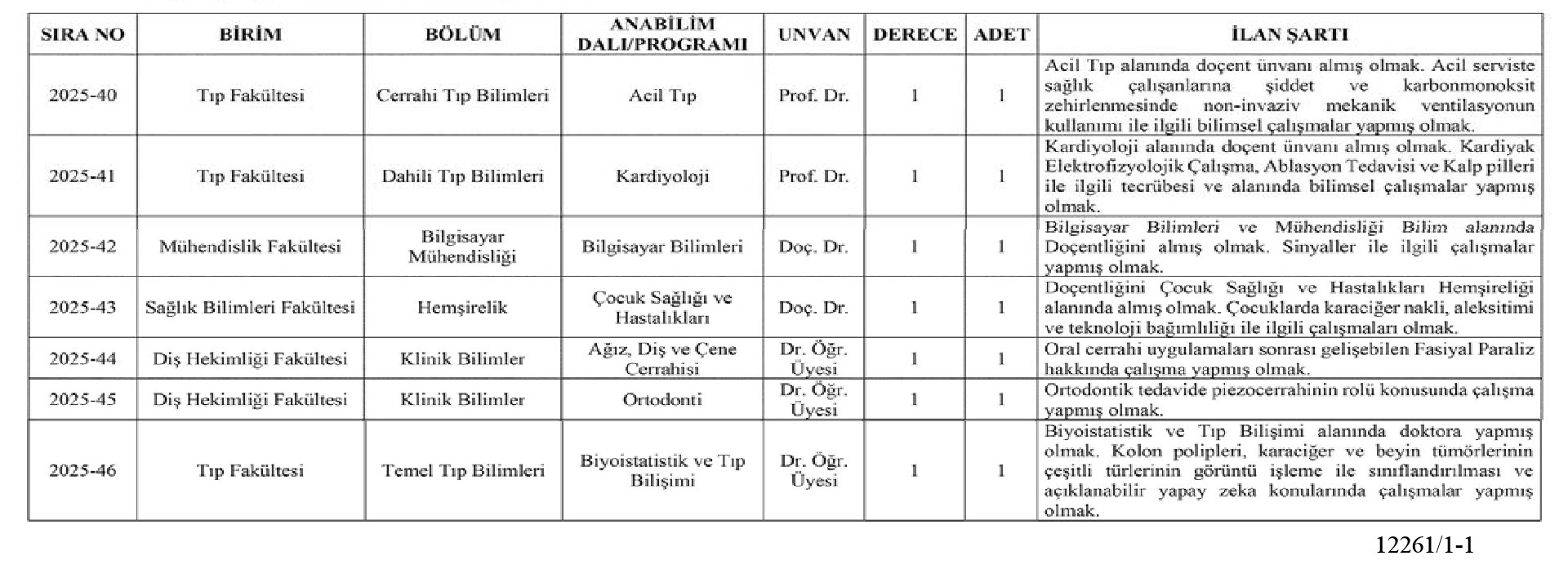 Başvuruya ilişkin belgeler ve sayılandırma
