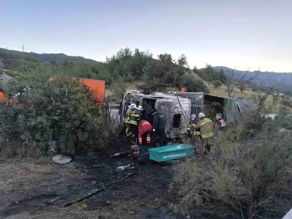 Kaza yaptıktan sonra alevlere teslim olan tırdaki 2 kişi öldü, taşınan anguslar otobana yayıldı