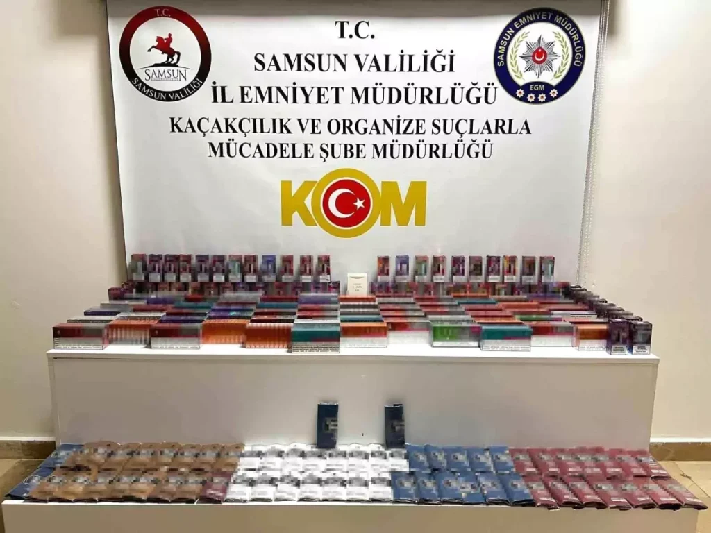 Samsun’da kaçak tütün ve elektronik sigara eserleri ele geçirildi
