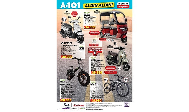 Kent İçi Mobilite Seçenekleri 12 Şubat’ta A101’de